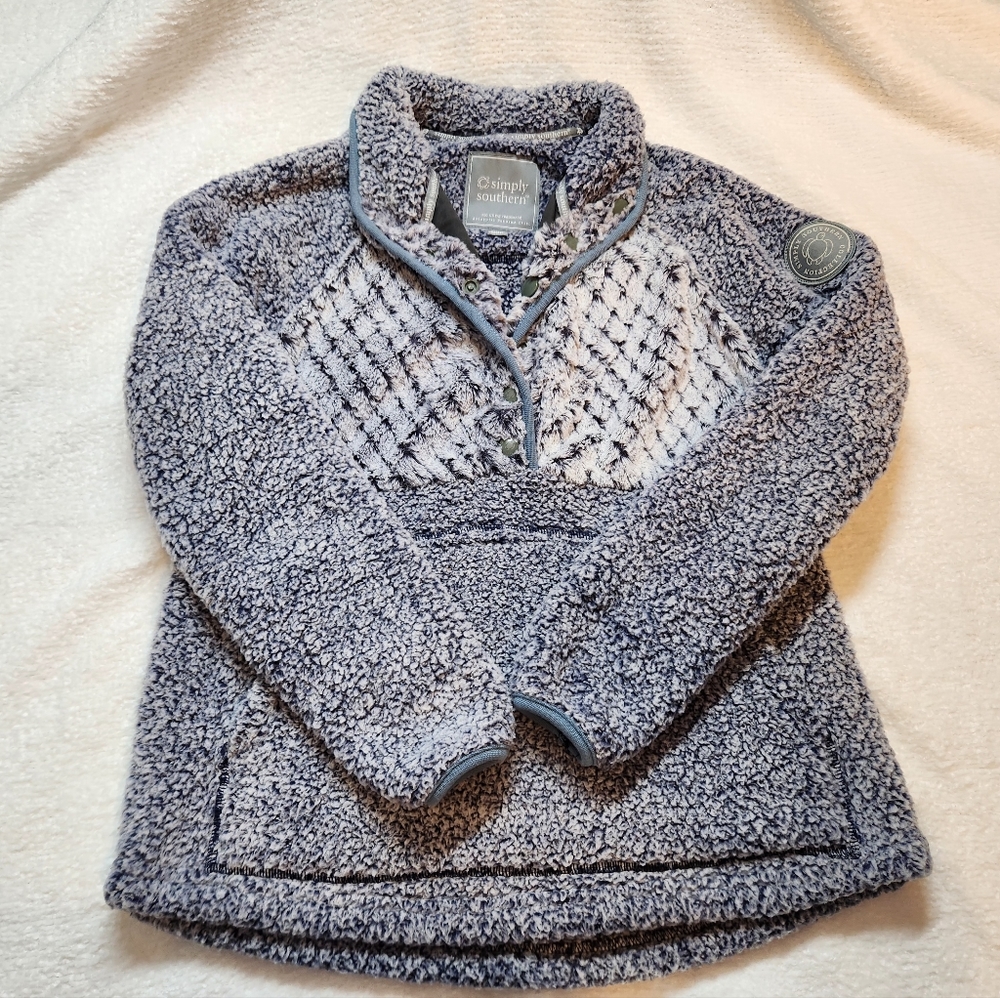 Simply Southern Fleece Sherpa 1/2 Snap Button Pullover Jacket